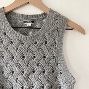 J.Crew 100% Cashmere Pointelle Sweater Shell Grey Soft Sweater Vest Size Small